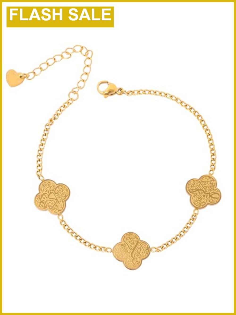 18K Gold Plated Stainless Steel Link Bracelet Shukr Tawakkul Sabr Islamic